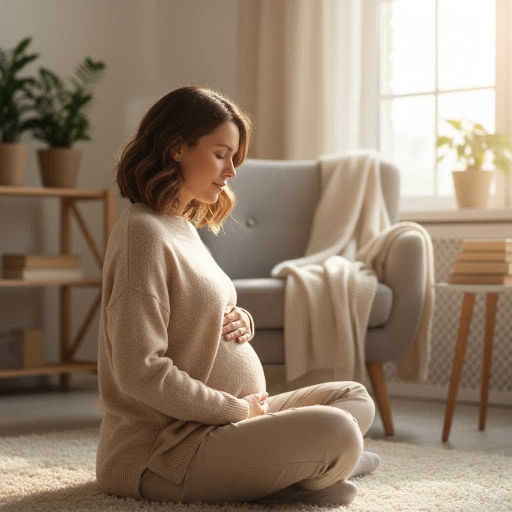 Calm prenatal moment with expecting parent